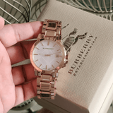 Burberry The City White Dial Rose Gold Steel Strap Watch for Women - BU9204 Authentic Buy Shop Now