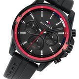 Tommy Hilfiger Mason Black Dial Black Rubber Strap Watch for Men - 1791793 Authentic Buy Shop Now