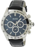 Hugo Boss Ikon Blue Dial Black Leather Strap Watch for Men - 1513176 Authentic Buy Shop Now
