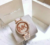 Michael Kors Parker Pink Dial Pink Steel Strap Watch for Women - MK6176 Authentic Buy Shop Now