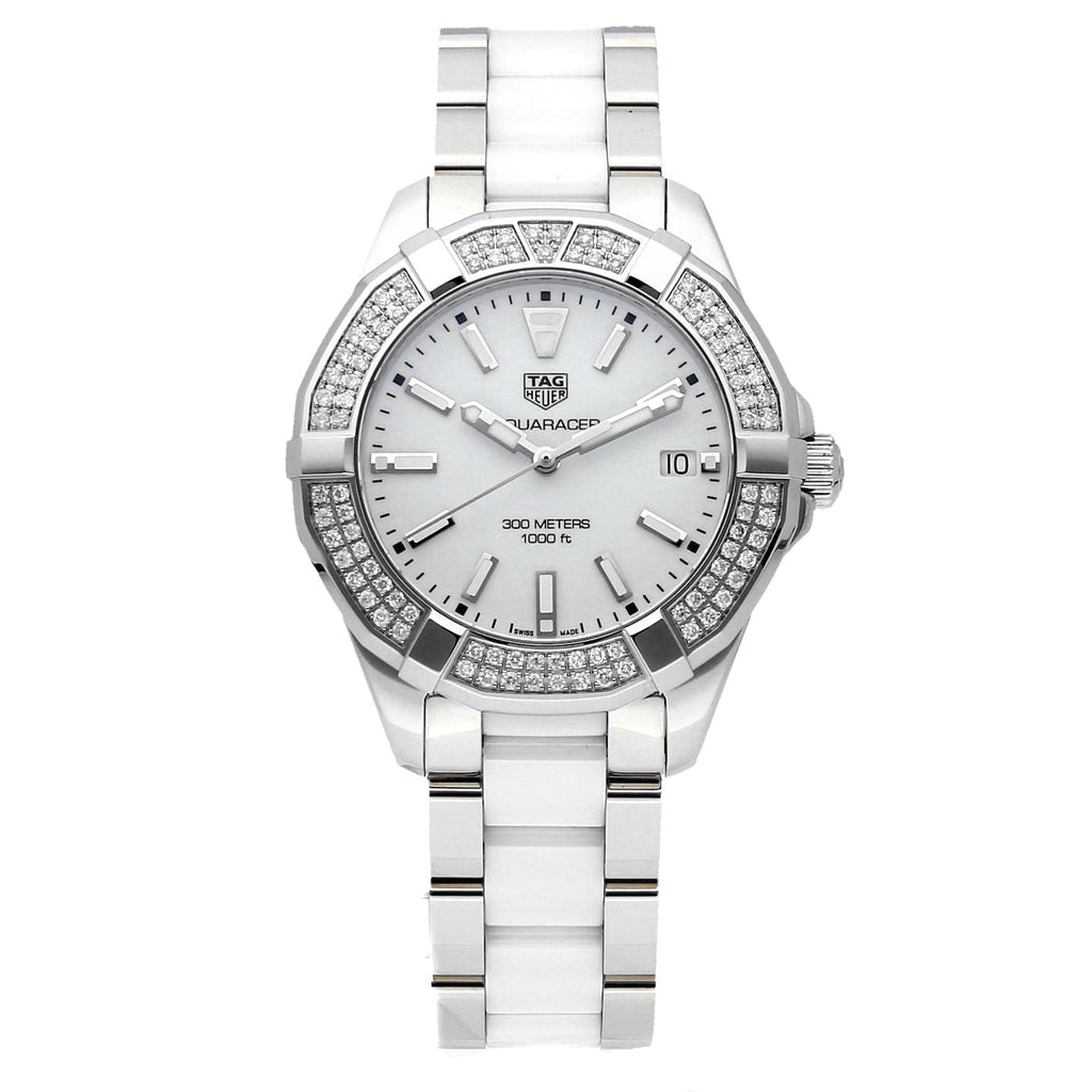 Tag Heuer Aquaracer Diamonds White Dial Two Tone Steel Strap Watch for Women - WAY131F.BA0914 Authentic Buy Shop Now