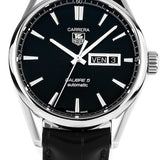Tag Heuer Carrera Automatic Black Dial Black Leather Strap Watch for Men - WAR201A.FC6266 Authentic Buy Shop Now