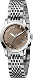 Gucci G Timeless Brown Dial Silver Steel Strap Watch For Women - YA126503 Authentic Buy Shop Now