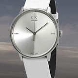 Calvin Klein Accent Silver Dial White Leather Strap Watch for Men - K2Y2X1KW Authentic Buy Shop Now