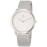 Calvin Klein Minimal White Dial Silver Mesh Bracelet Watch for Men - K3M2112Y Authentic Buy Shop Now