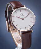 Daniel Wellington Classic Petite Bristol White Dial Brown Leather Strap Watch For Women - DW00100171 Authentic Buy Shop Now