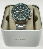 Fossil Bannon Chronograph Green Dial Silver Steel Strap Watch for Men - BQ2492 Authentic Buy Shop Now
