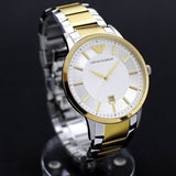 Emporio Armani Renato Silver Dial Two Tone Steel Strap Watch For Men - AR2449 Authentic Buy Shop Now