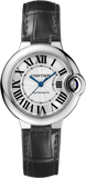 Cartier Ballon Bleu De Cartier Silver Dial Black Leather Strap Watch for Women - WSBB0030 Authentic Buy Shop Now