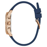 Guess Confetti Diamonds Gold Dial Blue Rubber Strap Watch For Women - W1098L6 Authentic Buy Shop Now