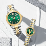 Versace Virtus Quartz Green Dial Two Tone Steel Strap Watch For Women - VET300821 Authentic Buy Shop Now