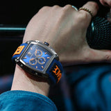 Versace Iconic Dominus Chronograph Blue Dial Blue Rubber Strap Watch For Men - VE6H00323 Authentic Buy Shop Now