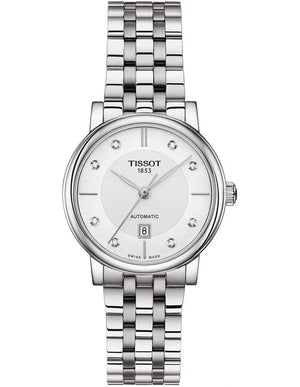 Tissot T Classic Carson Premium White Diamonds Dial Silver Steel Strap Watch for Women - T1222071103600 Authentic Buy Shop Now