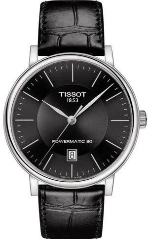 Tissot Carson Premium Powermatic 80 Black Dial Black Leather Strap Watch For Men - T122.407.16.051.00 Authentic Buy Shop Now
