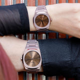 D1 Milano Ultra Thin Brown Dial Gold Steel Strap Watch for Unisex - D1-UTBJ10 Authentic Buy Shop Now