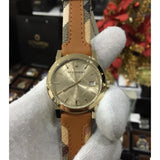 Burberry The City Gold Dial Brown Leather Strap Watch for Women - BU9133 Authentic Buy Shop Now