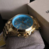 Michael Kors Bradshaw Chronograph Blue Dial Gold Steel Strap Watch For Women - MK5975 Authentic Buy Shop Now