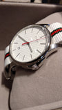 Gucci G Timeless Quartz White DIal White NATO Strap Watch For Men - YA126322 Authentic Buy Shop Now