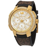 Michael Kors Sidney Multifunction White Dial Brown Leather Strap Watch For Women - MK6948 Authentic Buy Shop Now