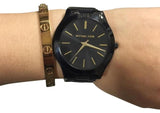 Michael Kors Slim Runway Black Dial Black Stainless Steel Strap Watch for Women - MK3221 Authentic Buy Shop Now