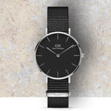 Daniel Wellington Classic Petite Cornwall Black Dial Black NATO Strap Watch For Women - DW00100216 Authentic Buy Shop Now