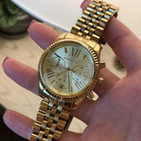 Michael Kors Lexington Chronograph Gold Dial Gold Steel Strap Watch for Women - MK5556 Authentic Buy Shop Now