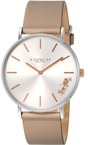 Coach Perry Silver Dial Light Brown Leather Strap Watch for Women - 14503119 Authentic Buy Shop Now