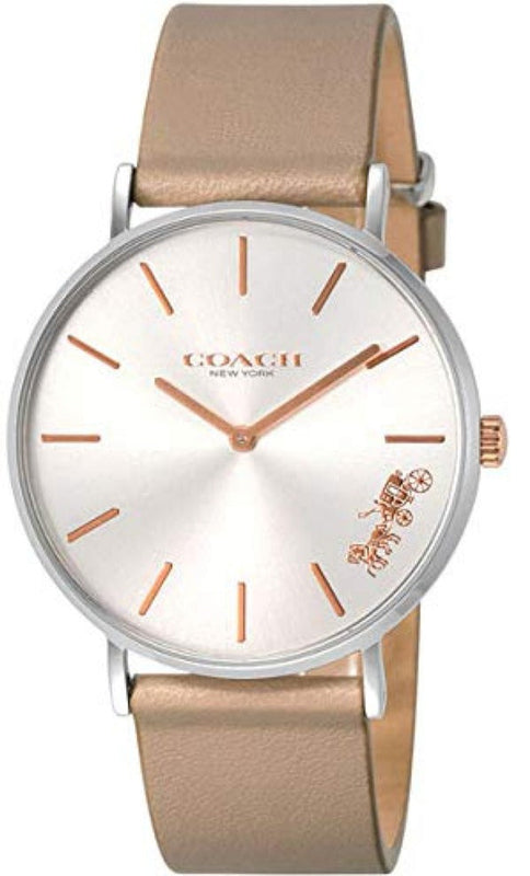 Coach Perry Silver Dial Light Brown Leather Strap Watch for Women - 14503119 Authentic Buy Shop Now