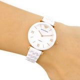 Emporio Armani Ceramica Mother of Pearl Dial White Ceramic Strap Watch For Women - AR1486 Authentic Buy Shop Now