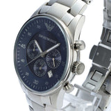 Emporio Armani Sportivo Chronograph Blue Dial Silver Steel Strap Watch For Men - AR5860 Authentic Buy Shop Now