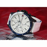 Tommy Hilfiger Bank Chronograph White Dial White Rubber Strap Watch for Men - 1791723 Authentic Buy Shop Now