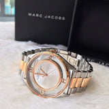Marc Jacobs Tether Transparent White Dial Two Tone Steel Strap Watch for Women - MBM3436 Authentic Buy Shop Now