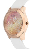 Guess Crush Crystals Gold Dial White Rubber Strap Watch for Women - W1223L3 Authentic Buy Shop Now