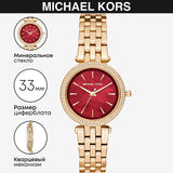 Michael Kors Darci Quartz Mother of Pearl Red Dial Gold Steel Strap Watch For Women - MK3583 Authentic Buy Shop Now
