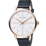 Calvin Klein Even White Dial Black Leather Strap Watch for Women - K7B216C6 Authentic Buy Shop Now