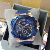 Guess Genesis Quartz Blue Dial Blue Silicone Strap Watch For Men - W1254G3 Authentic Buy Shop Now