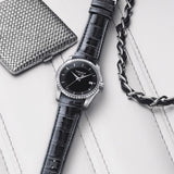 Tissot T Trend Couturier Diamonds Black Dial Black Leather Strap Watch for Women - T035.210.66.051.00 Authentic Buy Shop Now
