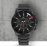 Tommy Hilfiger Mason Chronograph Black Dial Black Steel Strap Watch For Men - 1791935 Authentic Buy Shop Now