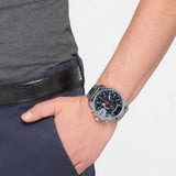 Diesel Mega Chief Chronograph Black Dial Silver Steel Strap Watch For Men - DZ4308 Authentic Buy Shop Now