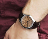 Emporio Armani Valente Chronograph Amber Dial Brown Leather Strap Watch For Men - AR1634 Authentic Buy Shop Now