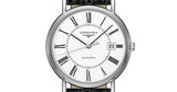 Longines Presence 38.5mm Automatic White Dial Black Leather Strap Watch for Men - L4.921.4.11.2 Authentic Buy Shop Now