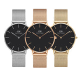 Daniel Wellington Petite Melrose Black Dial Rose Gold Mesh Strap Watch For Women - DW00100303 Authentic Buy Shop Now