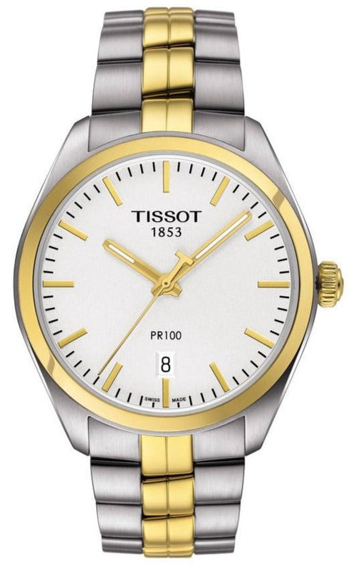 Tissot T Classic PR 100 Sport Chic White Dial Two Tone Steel Strap Watch For Women - T101.210.22.031.00 Authentic Buy Shop Now