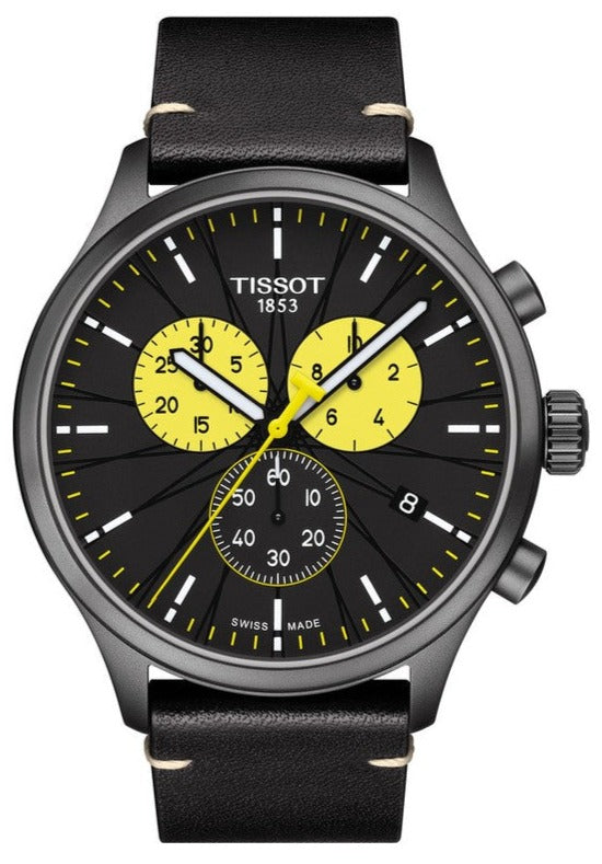 Tissot Chrono XL Tour De France Special Edition Black Dial Black Leather Strap Watch for Men - T116.617.36.051.11 Authentic Buy Shop Now