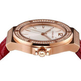 Michael Kors Lennox Three Hand Silver Dial Red Leather Strap Watch For Women - MK7308 Authentic Buy Shop Now