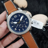 Fossil Bowman Chronograph Blue Dial Brown Leather Strap Watch for Men - FS5602 Authentic Buy Shop Now