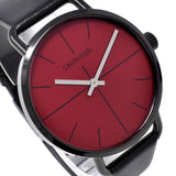 Calvin Klein Even Maroon Dial Black Leather Strap Watch for Men - K7B214CP Authentic Buy Shop Now