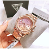 Guess Confetti Pink Dial Rose Gold Steel Strap Watch For Women - W0774L3 Authentic Buy Shop Now