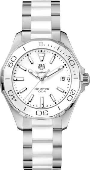 Tag Heuer Aquaracer Quartz White Dial Two Tone Steel Strap Watch Women - WAY131B.BA0914 Authentic Buy Shop Now