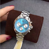 Michael Kors Bradshaw Chronograph Blue Dial Silver Steel Strap Watch For Women - MK6098 Authentic Buy Shop Now
